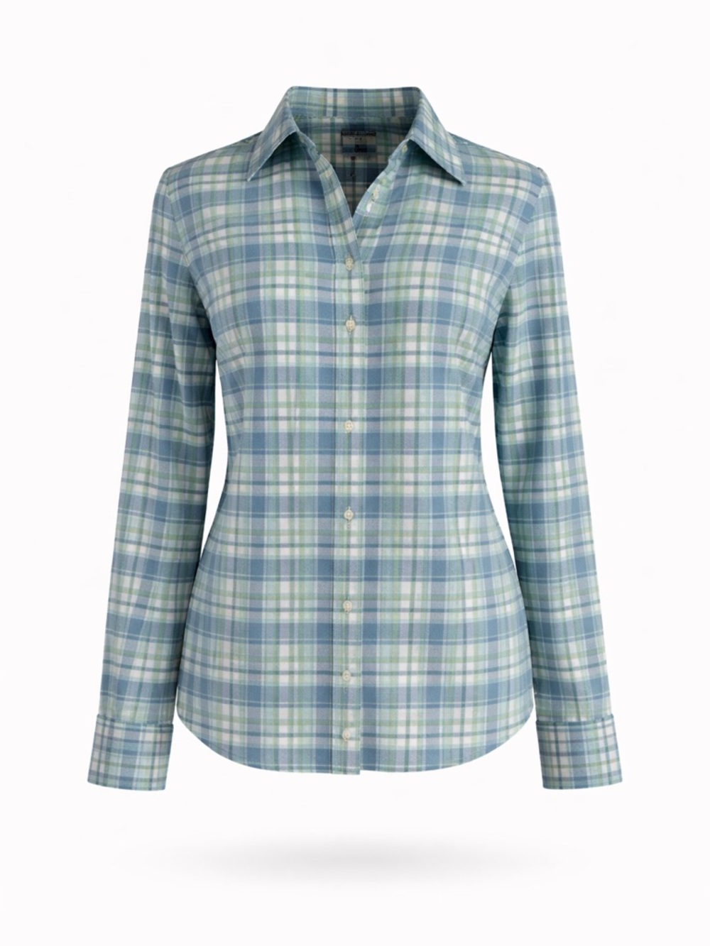 L.L. Bean Light Blue & Green Plaid Button-Up Thin Flannel Shirt Sz XXS